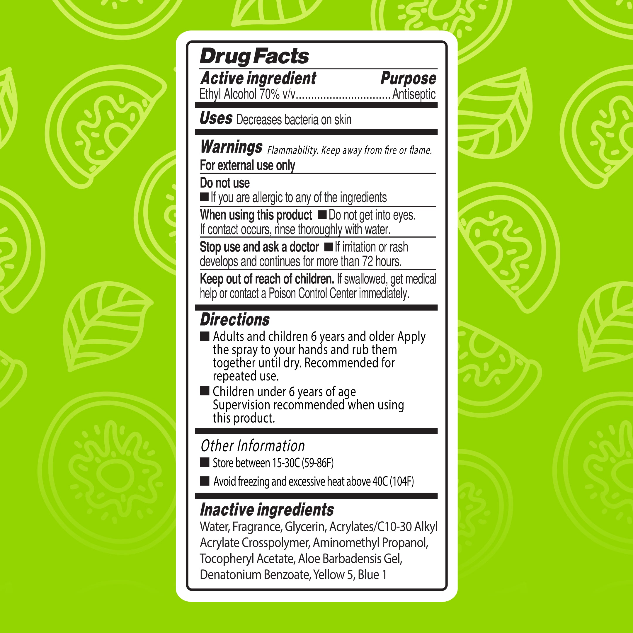 Lemon Lime Hand Sanitizer Spray