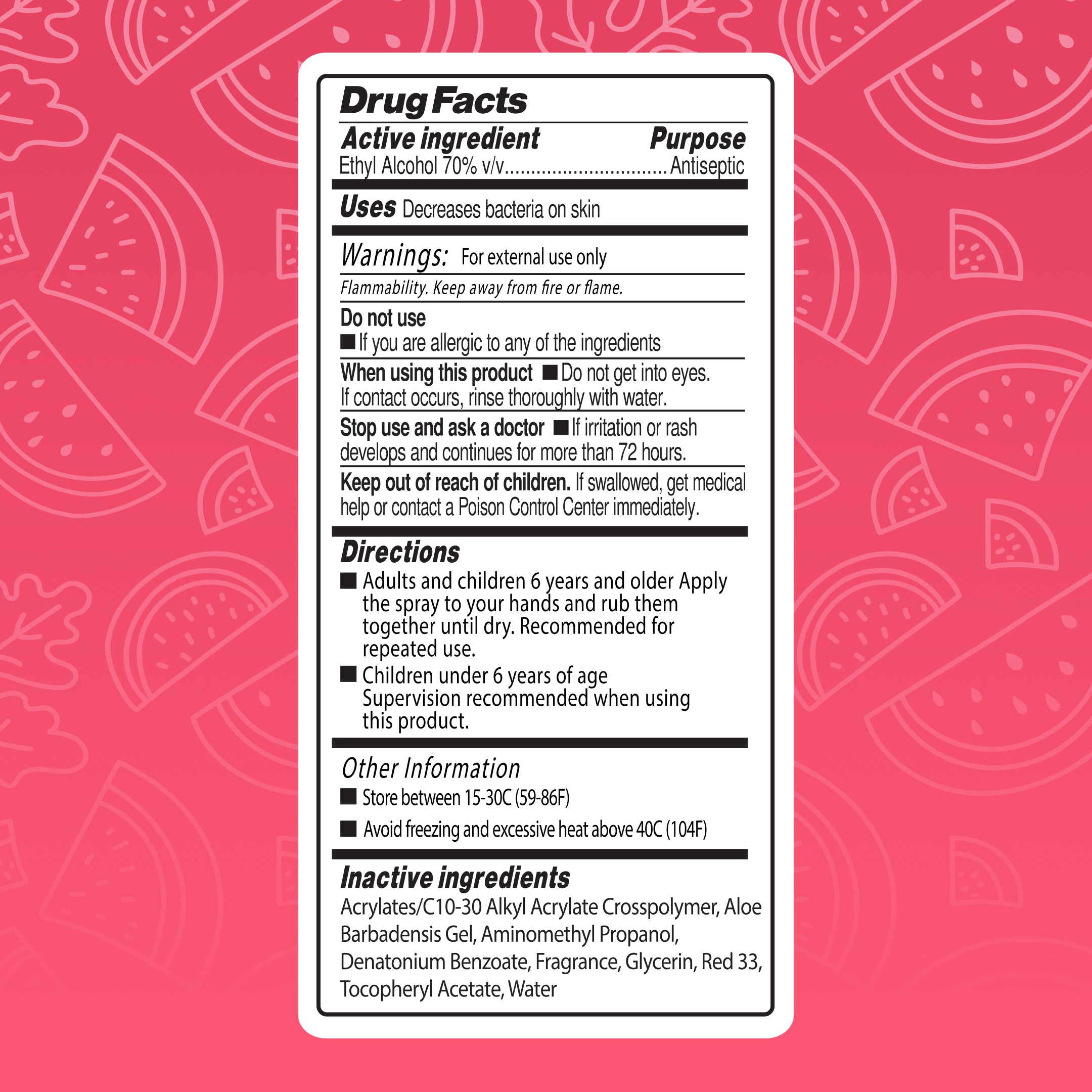 Watermelon Hand Sanitizer Spray
