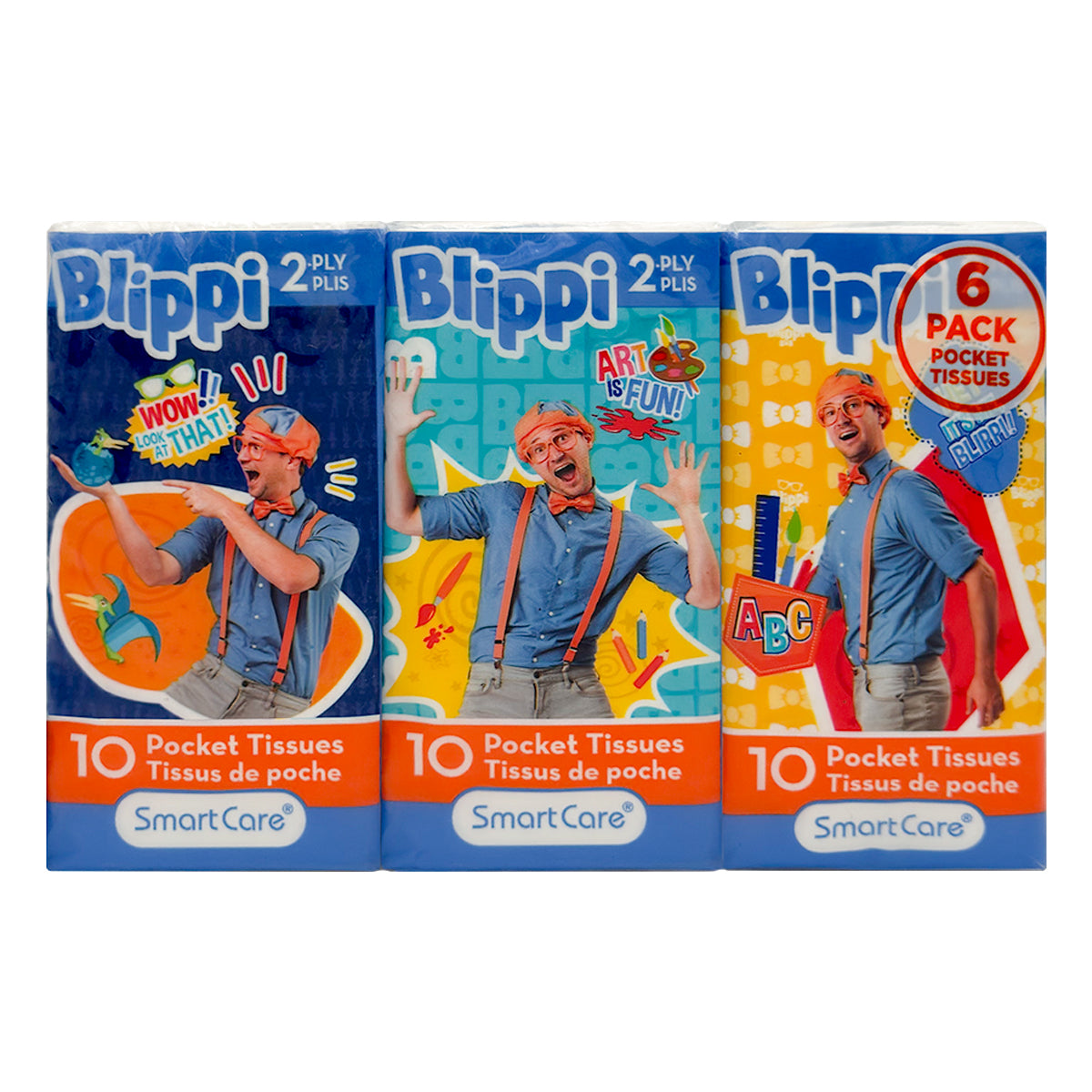 Blippi 2-Ply Facial Pocket Tissues, 6PK