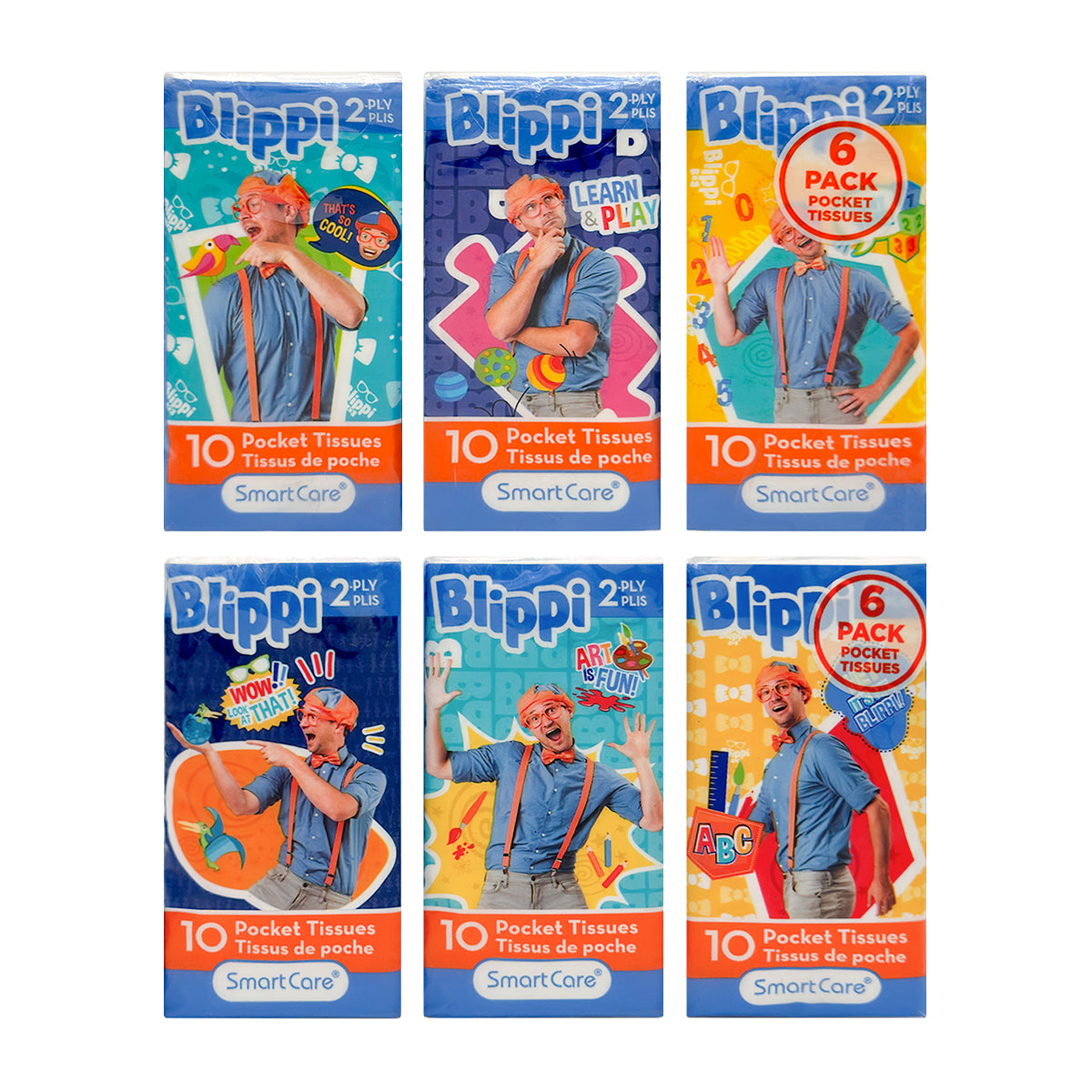 Blippi 2-Ply Facial Pocket Tissues, 6PK