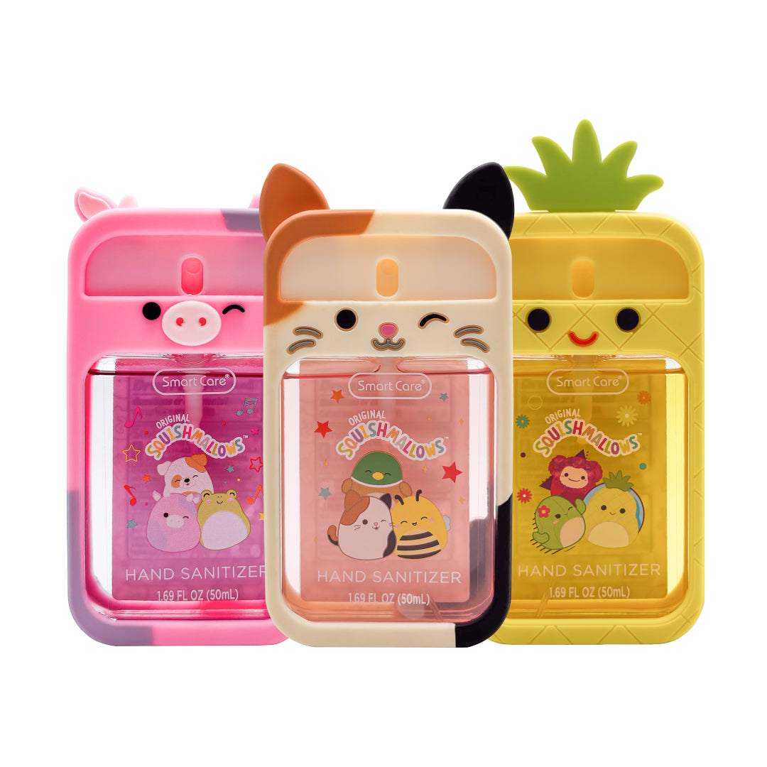 Squishmallows Hand Sanitizer Sprays with Case and Wristlet, 3PK