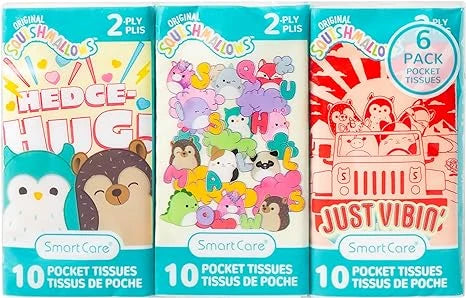 Squishmallows 2-Ply Facial Pocket Tissues, 6PK