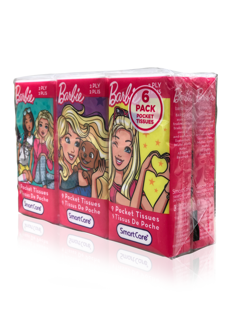 Smart Care Barbie Pocket Facial Tissues 6 Pack (new) - Smart Care