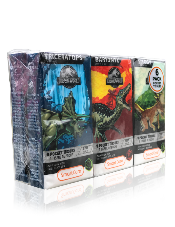 Smart Care Jurassic World Pocket Facial Tissues 6 Pack (new) - Smart Care