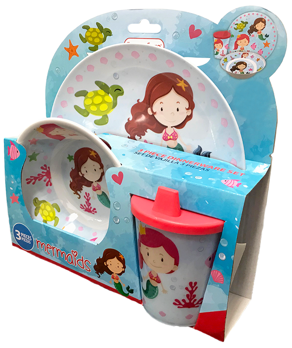 Smart Care Melamine 3 Piece Dinner Set - Mermaids - Smart Care