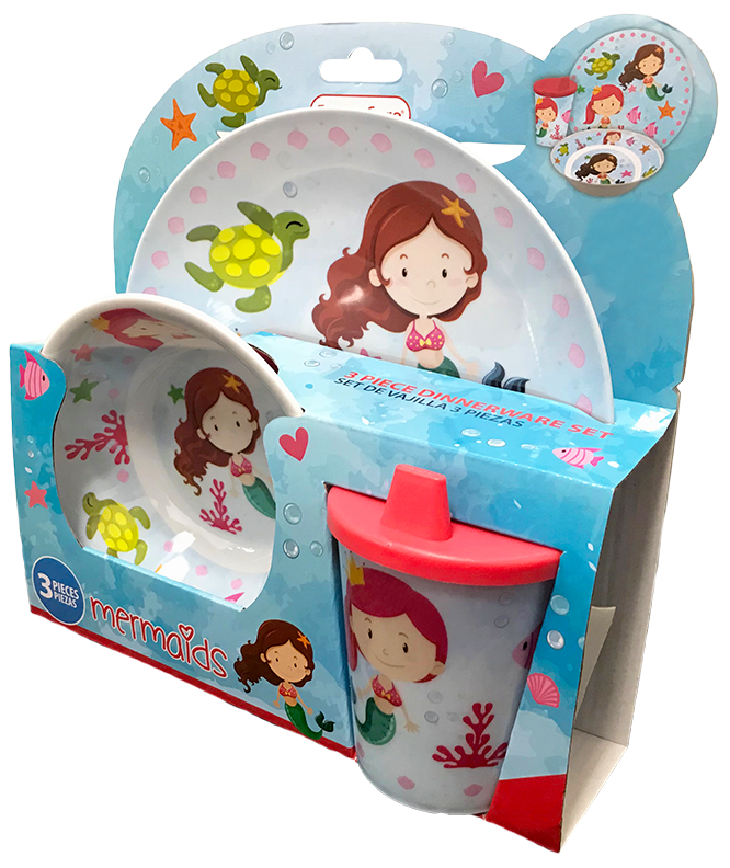 Smart Care Melamine 3 Piece Dinner Set - Mermaids - Smart Care