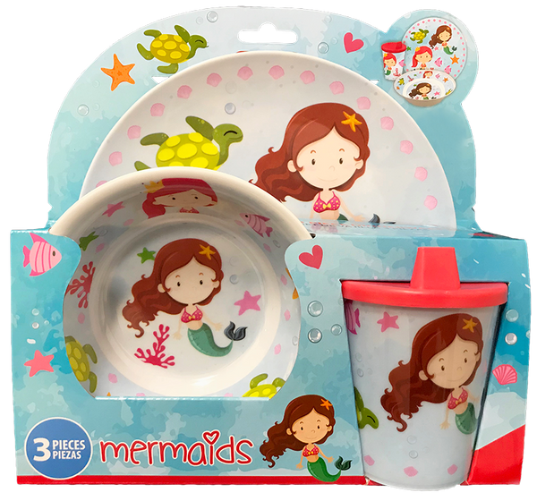 Smart Care Melamine 3 Piece Dinner Set - Mermaids - Smart Care