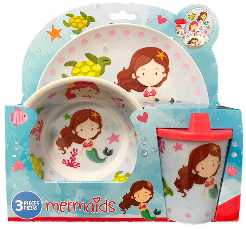 Smart Care Melamine 3 Piece Dinner Set - Mermaids - Smart Care