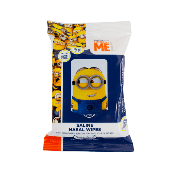 Smart Care Minions Saline Nasal Wipes 25 Count