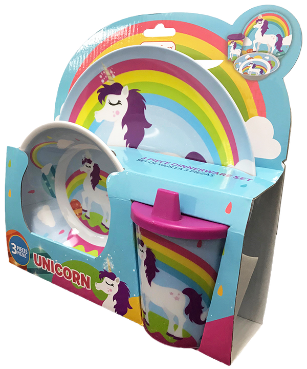 Smart Care Melamine 3 Piece Dinner Set - unicorn - Smart Care