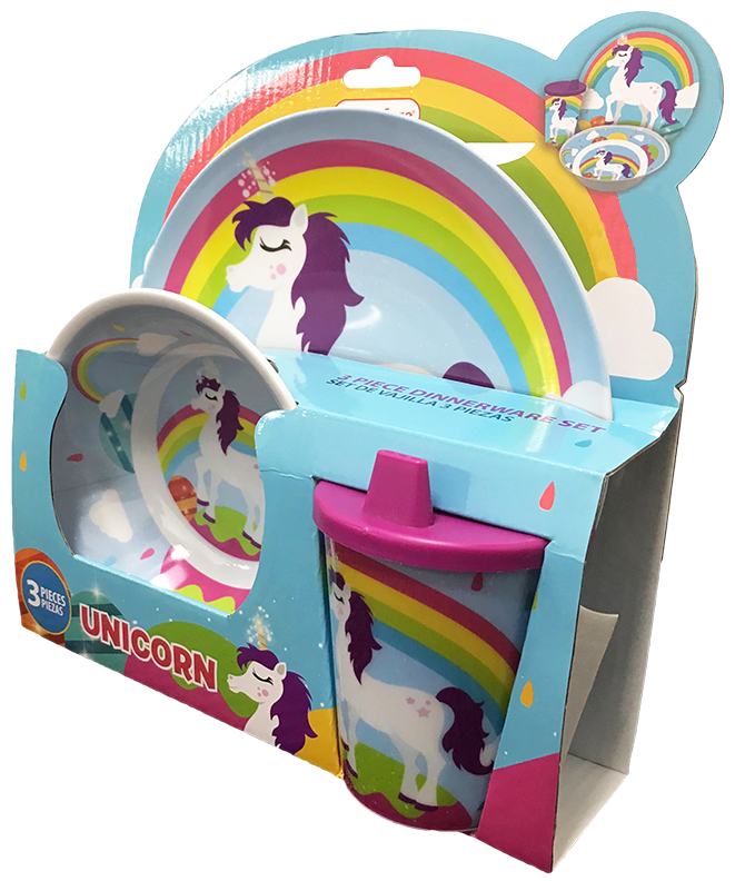 Smart Care Melamine 3 Piece Dinner Set - unicorn - Smart Care