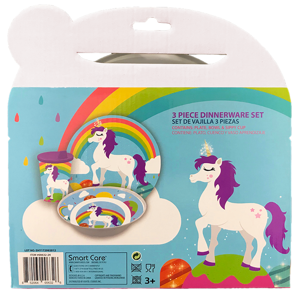 Smart Care Melamine 3 Piece Dinner Set - unicorn - Smart Care