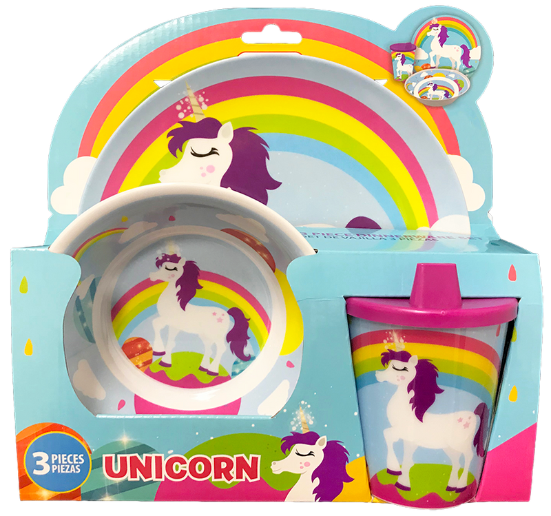 Smart Care Melamine 3 Piece Dinner Set - unicorn - Smart Care