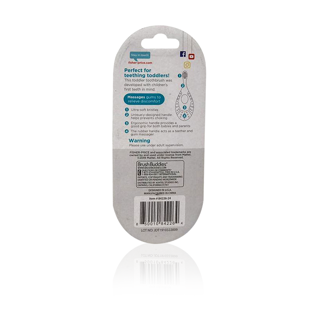 Brush Buddies - Fisher Price Toddler Toothbrush with Teething Ring