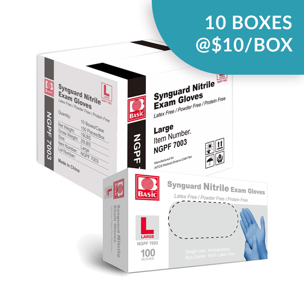 Synguard Nitrile Exam Gloves - Large
